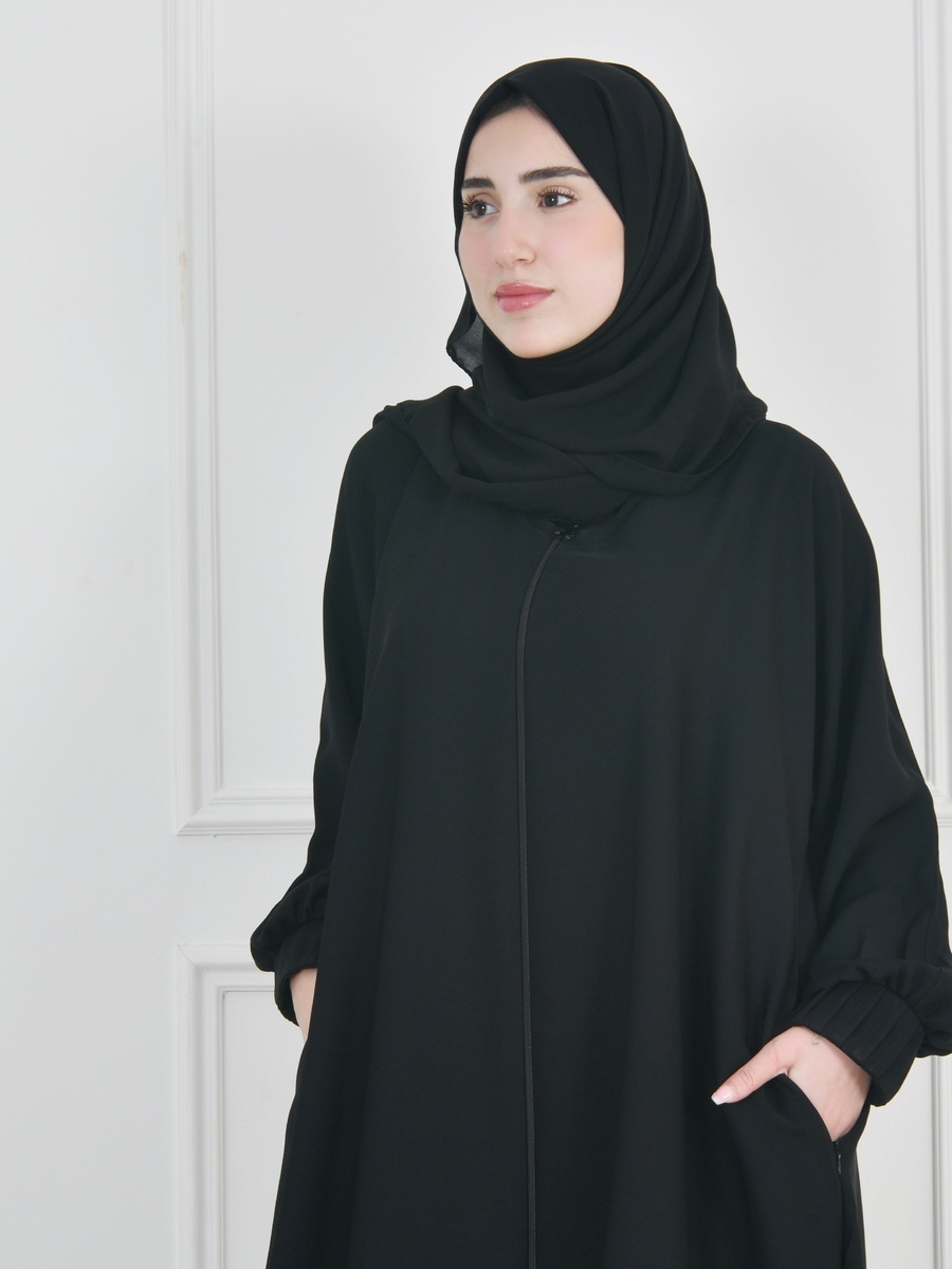 عباية سادة بسحاب مخفي وجيب