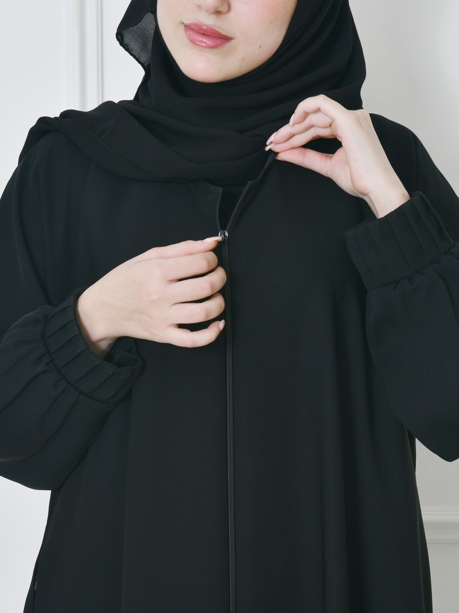 عباية سادة بسحاب مخفي وجيب