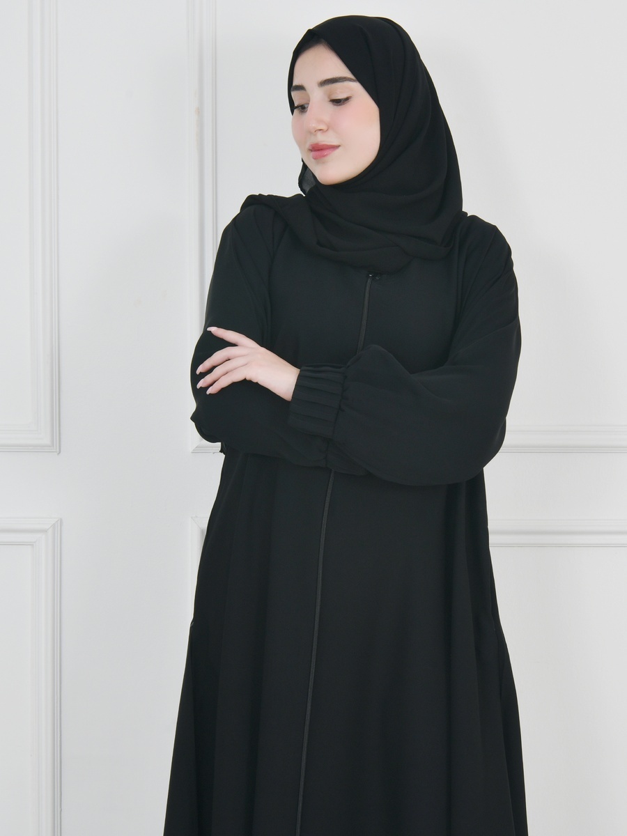 عباية سادة بسحاب مخفي وجيب