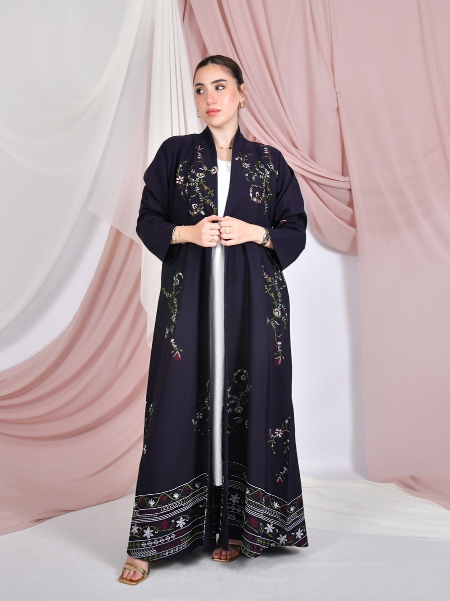 Embroidered Front Open Abaya