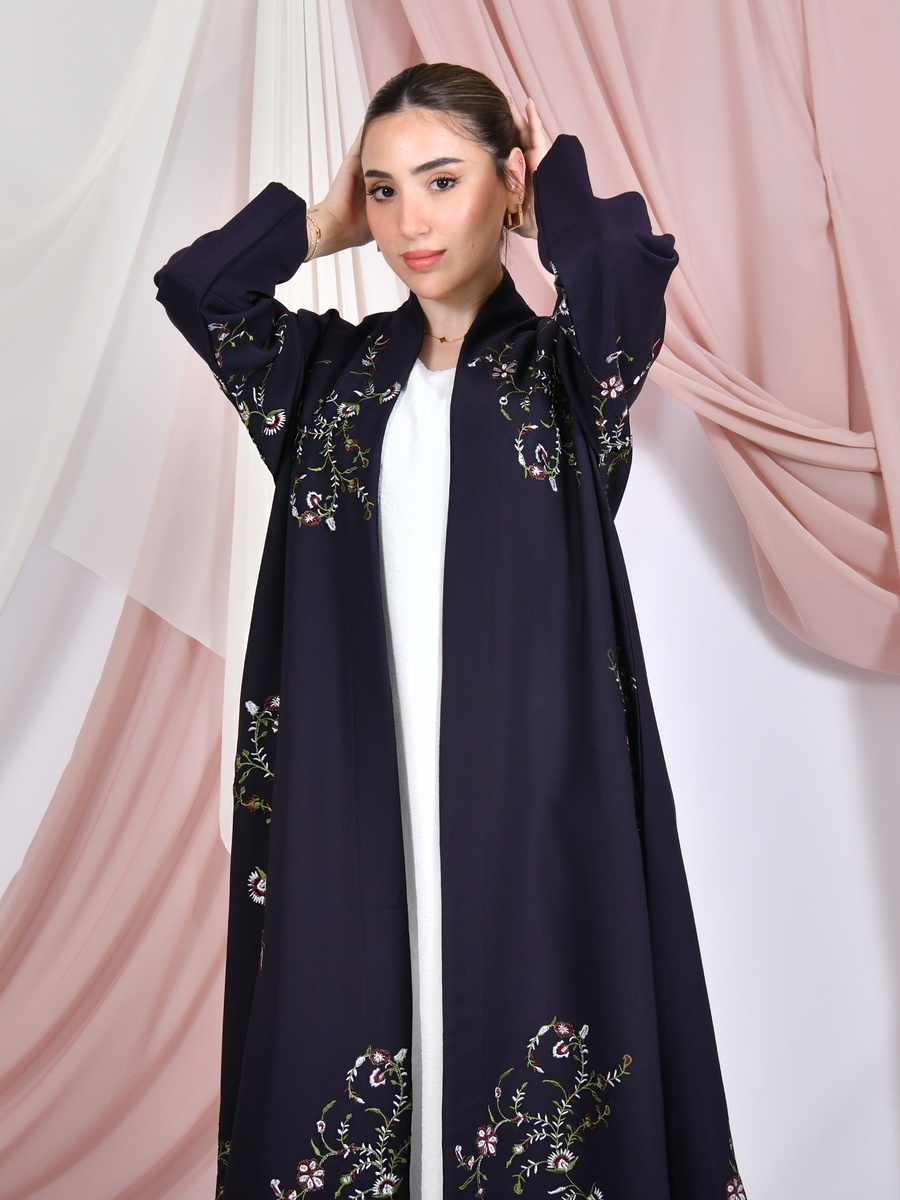 Embroidered Front Open Abaya