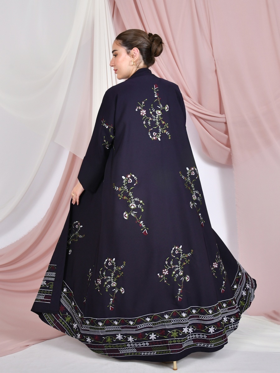 Embroidered Front Open Abaya