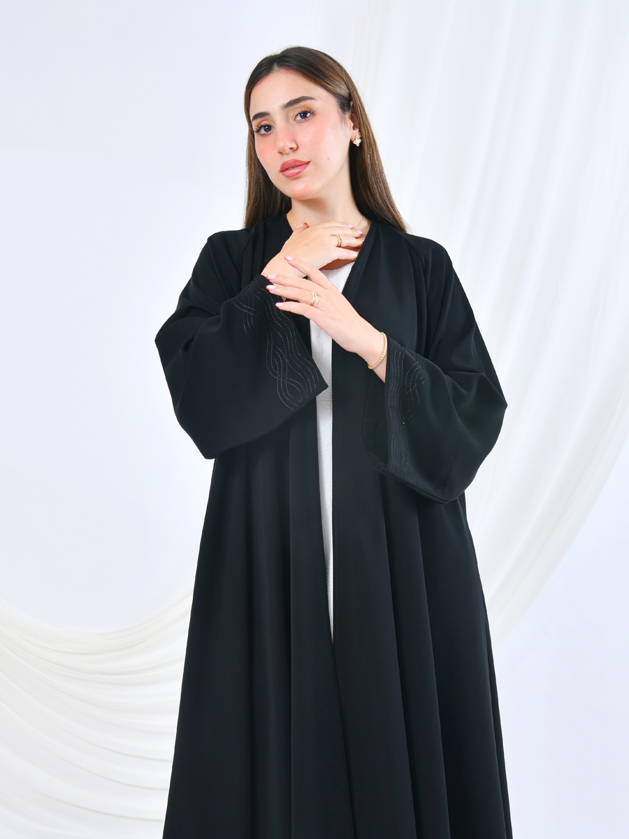 Black Luxurious Flared Abaya