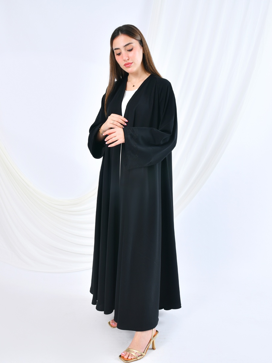 Black Luxurious Flared Abaya