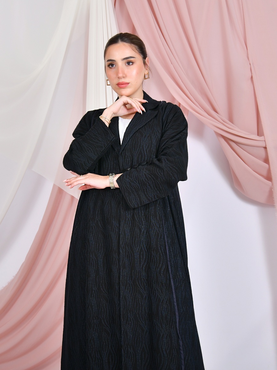 Jacquard Formal-Cut Abaya with Buttons