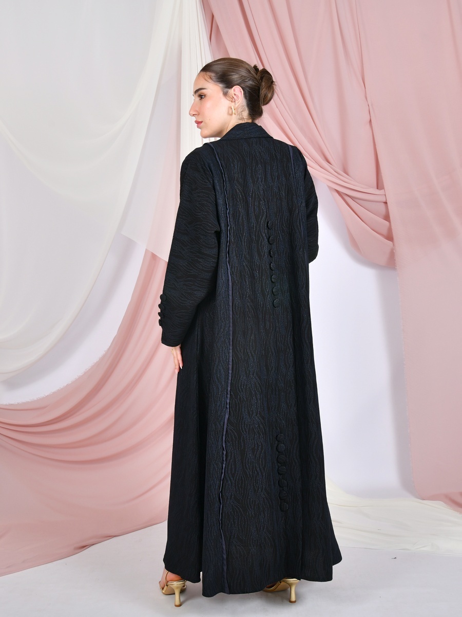 Jacquard Formal-Cut Abaya with Buttons