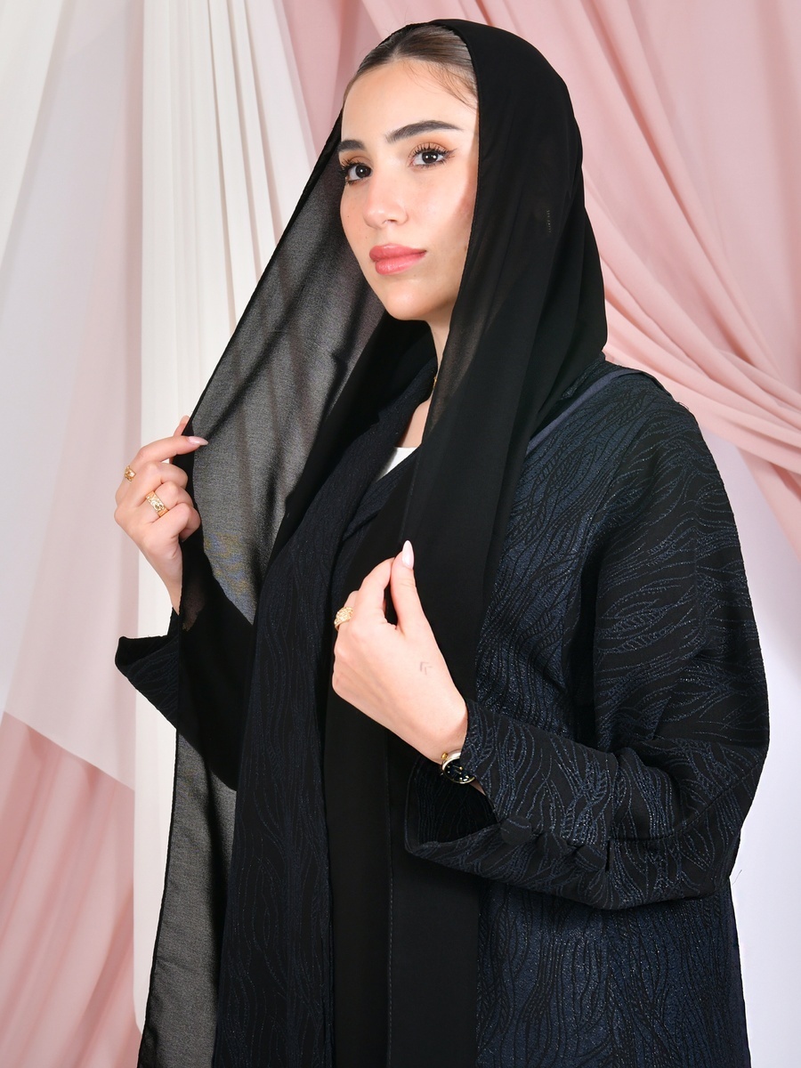 Jacquard Formal-Cut Abaya with Buttons