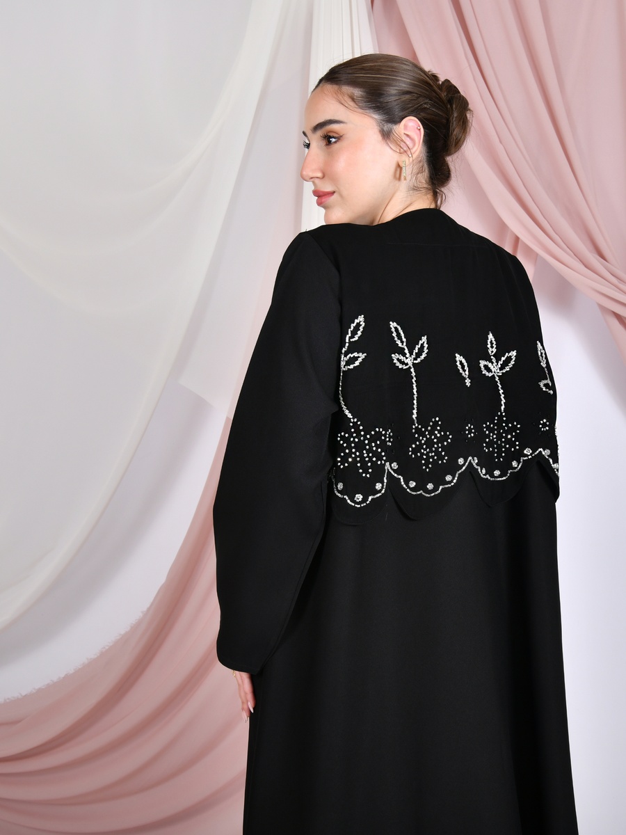 Black Beaded Detail Abaya