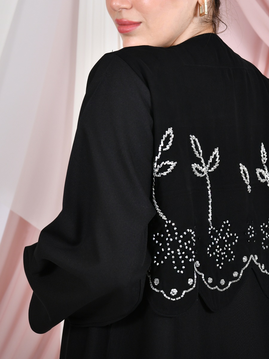 Black Beaded Detail Abaya