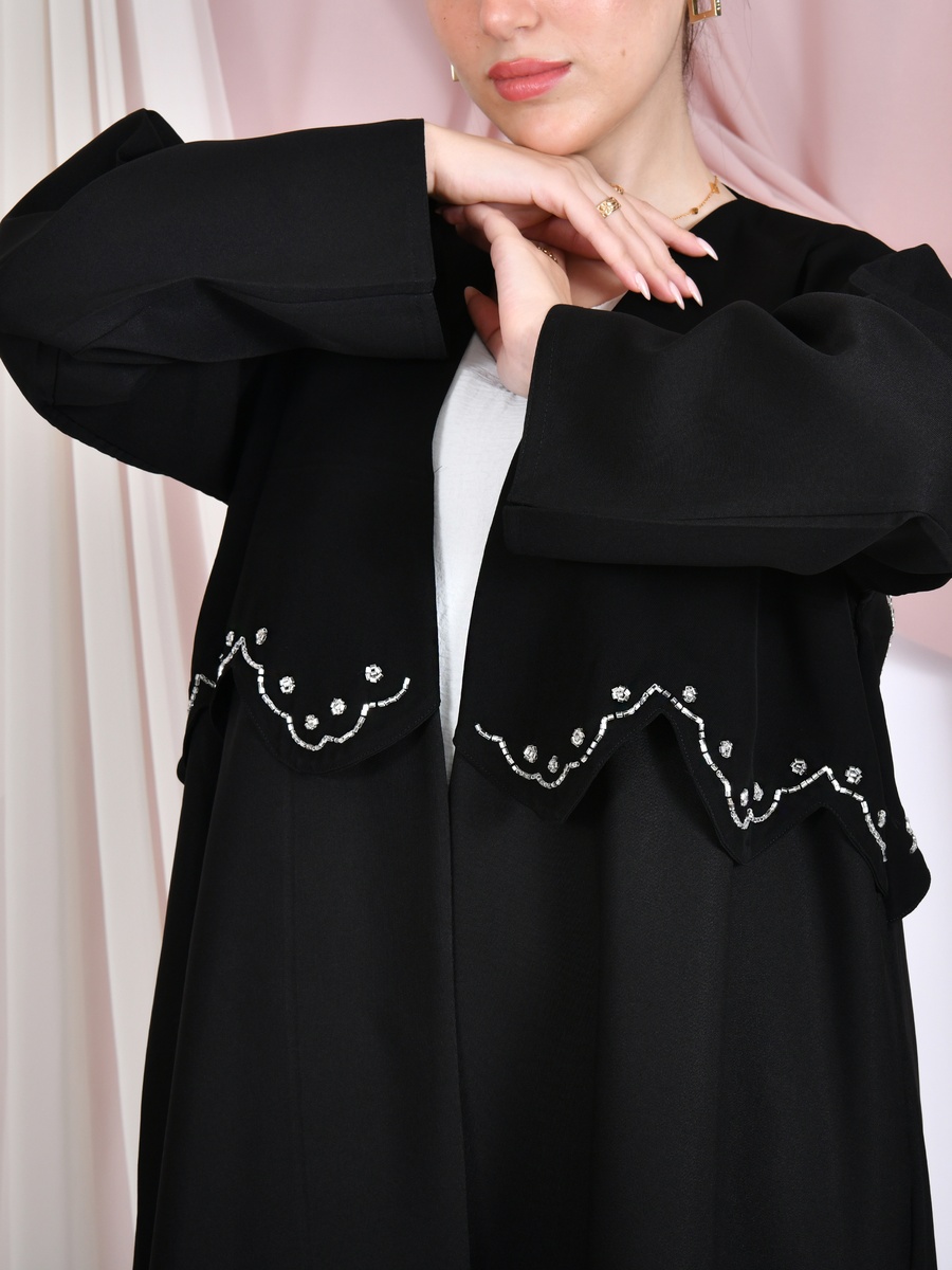 Black Beaded Detail Abaya