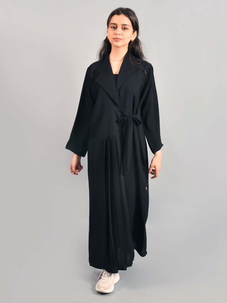 Black Wrap Abaya with Tie-Detail