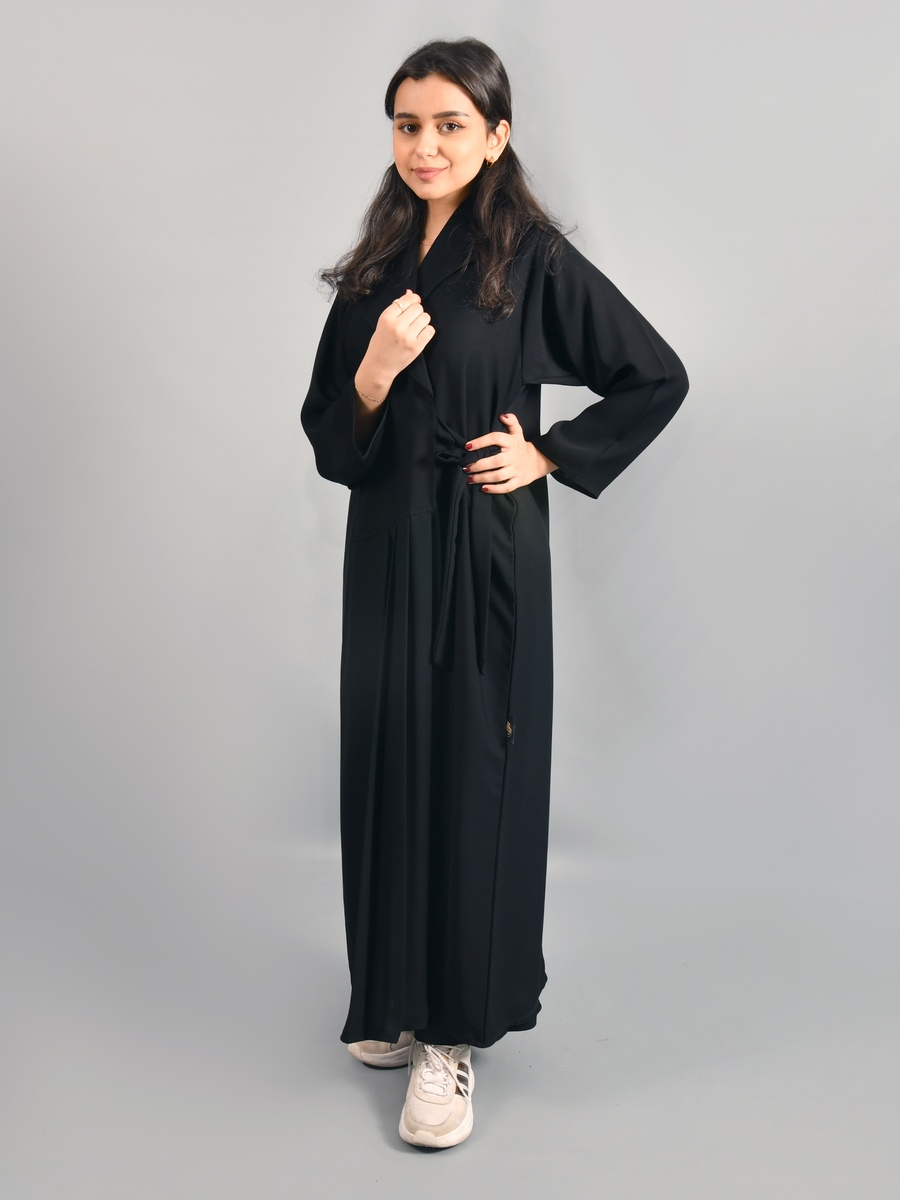 Black Wrap Abaya with Tie-Detail