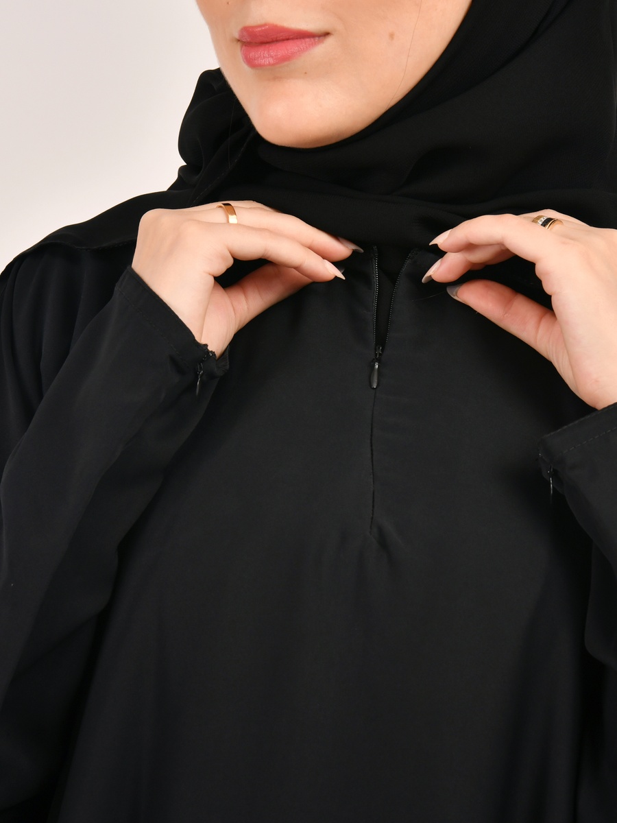 عباية سوداء طويلة بسحَّاب غلق مخفي