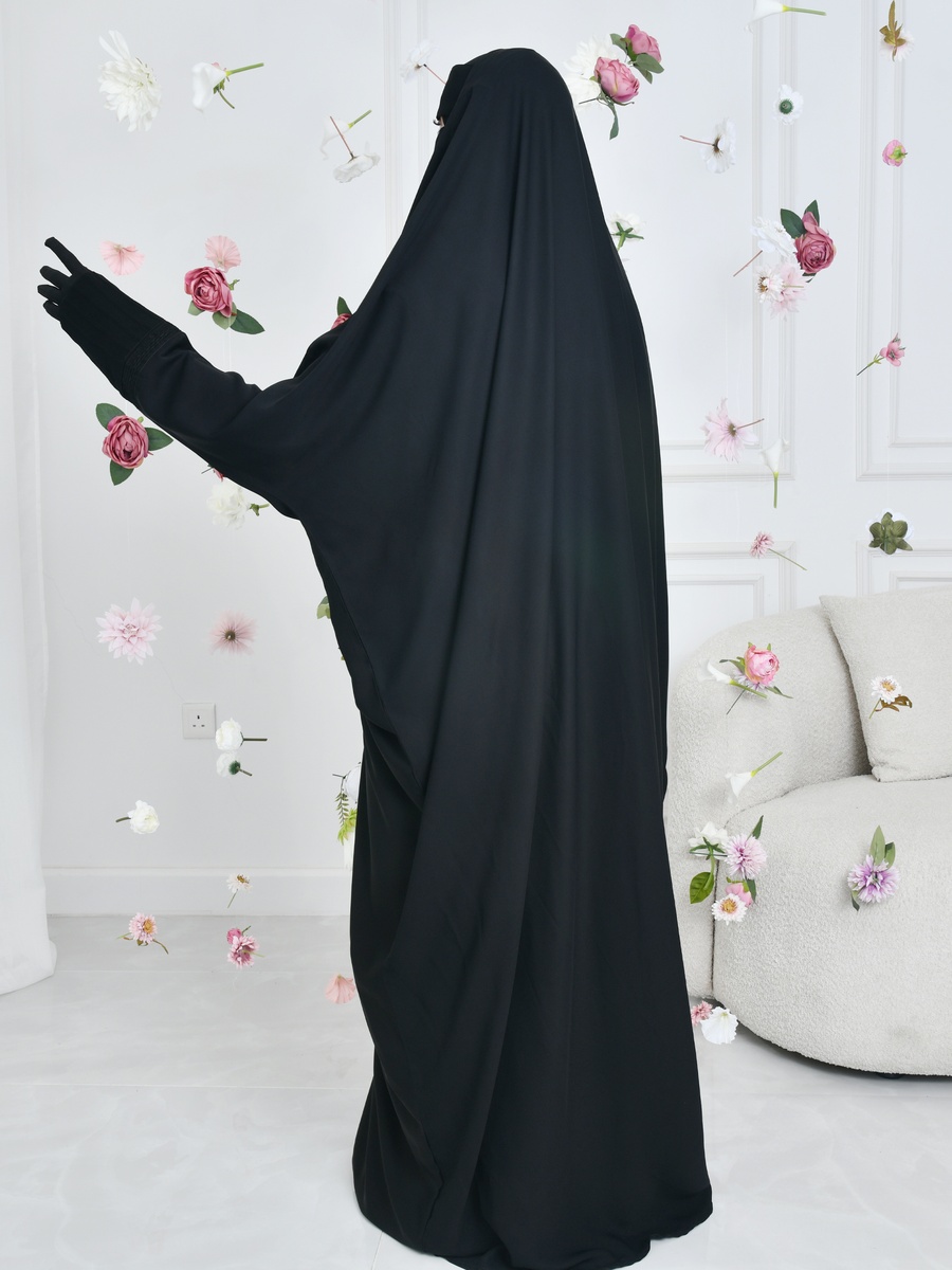 Black Wide-Cut Head Wrap Abaya