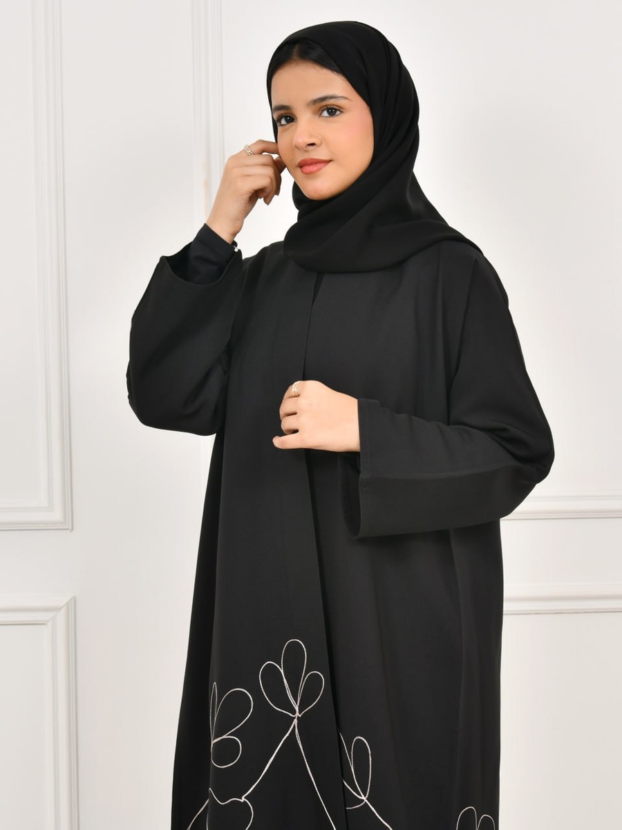 Black Floral Embroidery Abaya
