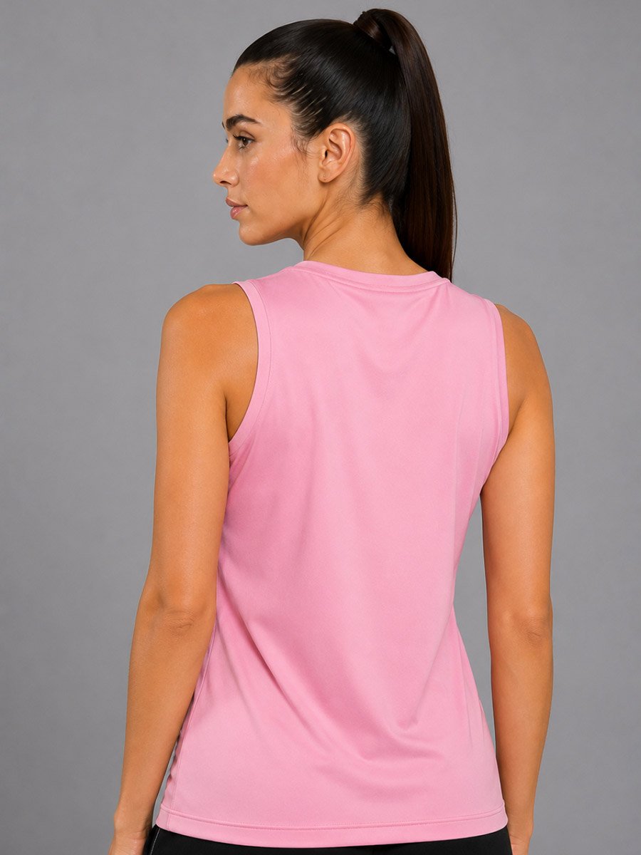 Pink Solid Sleeveless Activewear Top
