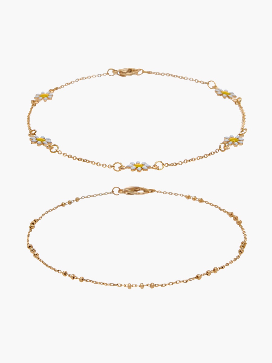 Pack of 2 Metal Embellished Anklet