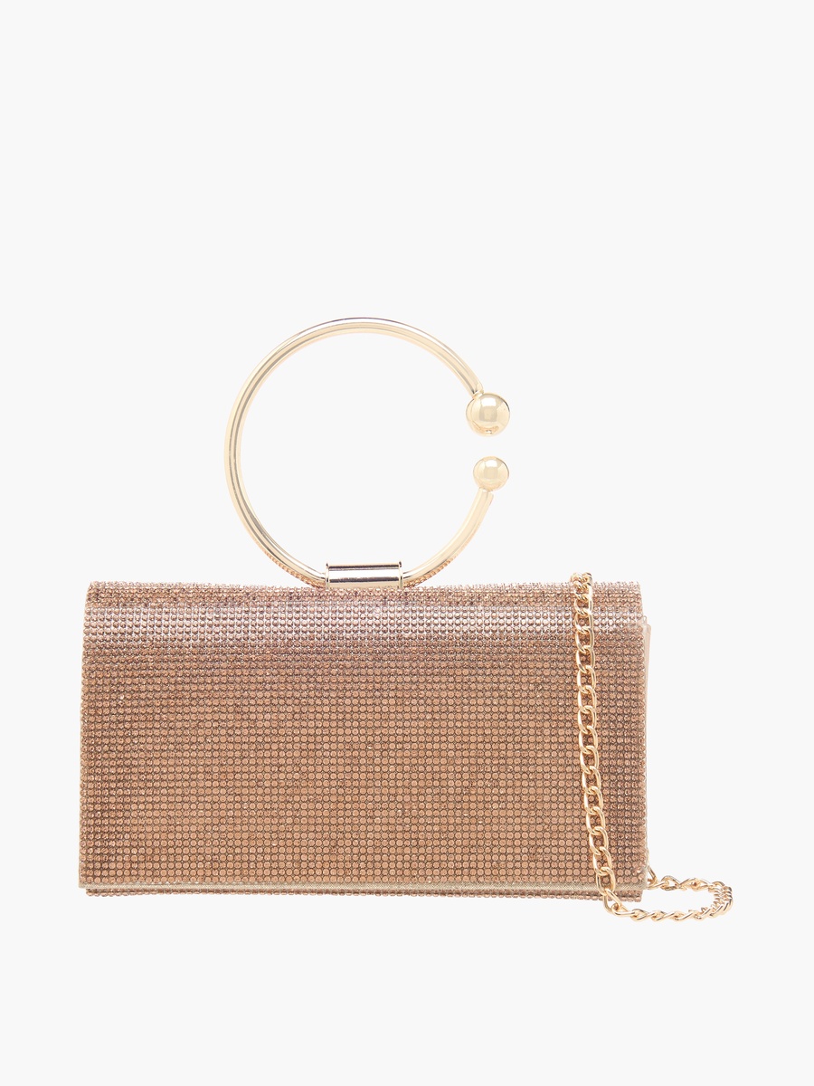 Embellished Clutch with Detachable Chain Strap