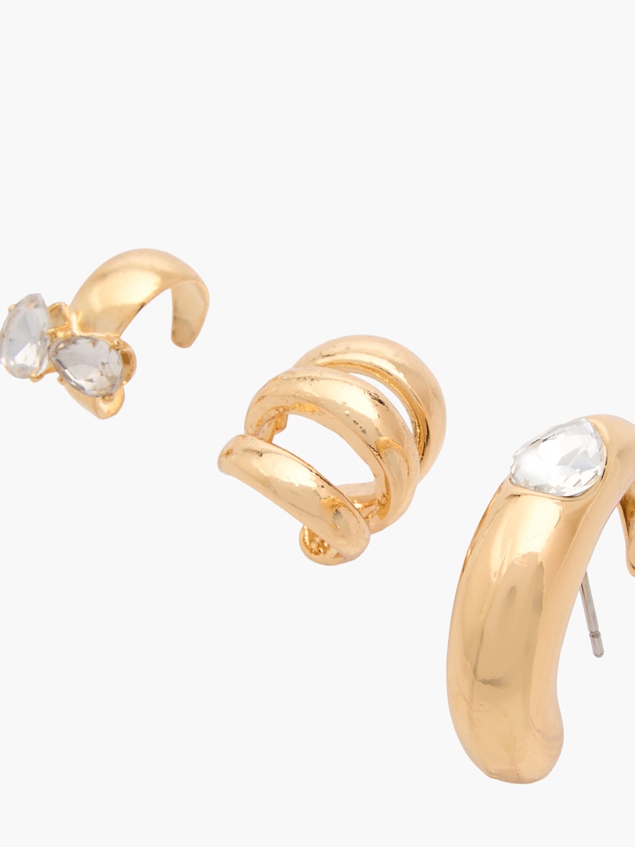 Pack of 3 Metallic Earrings with Pushback Closure