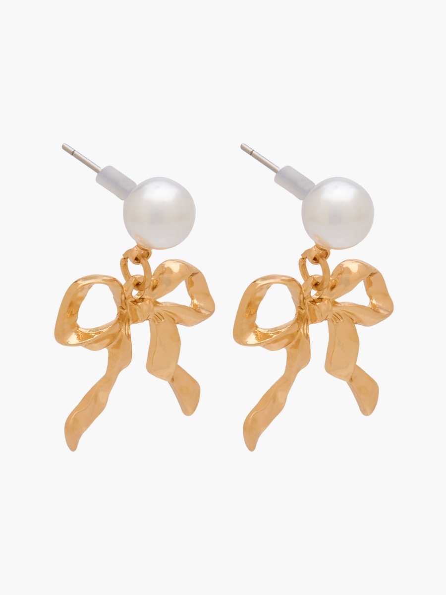 Pack of 2 Metal Pearl Embellished Drop Earrings with Pushback Closure