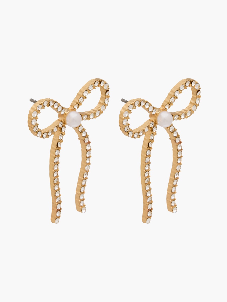 Pack of 2 Metallic Bow Shaped Earrings with Pushback Closure