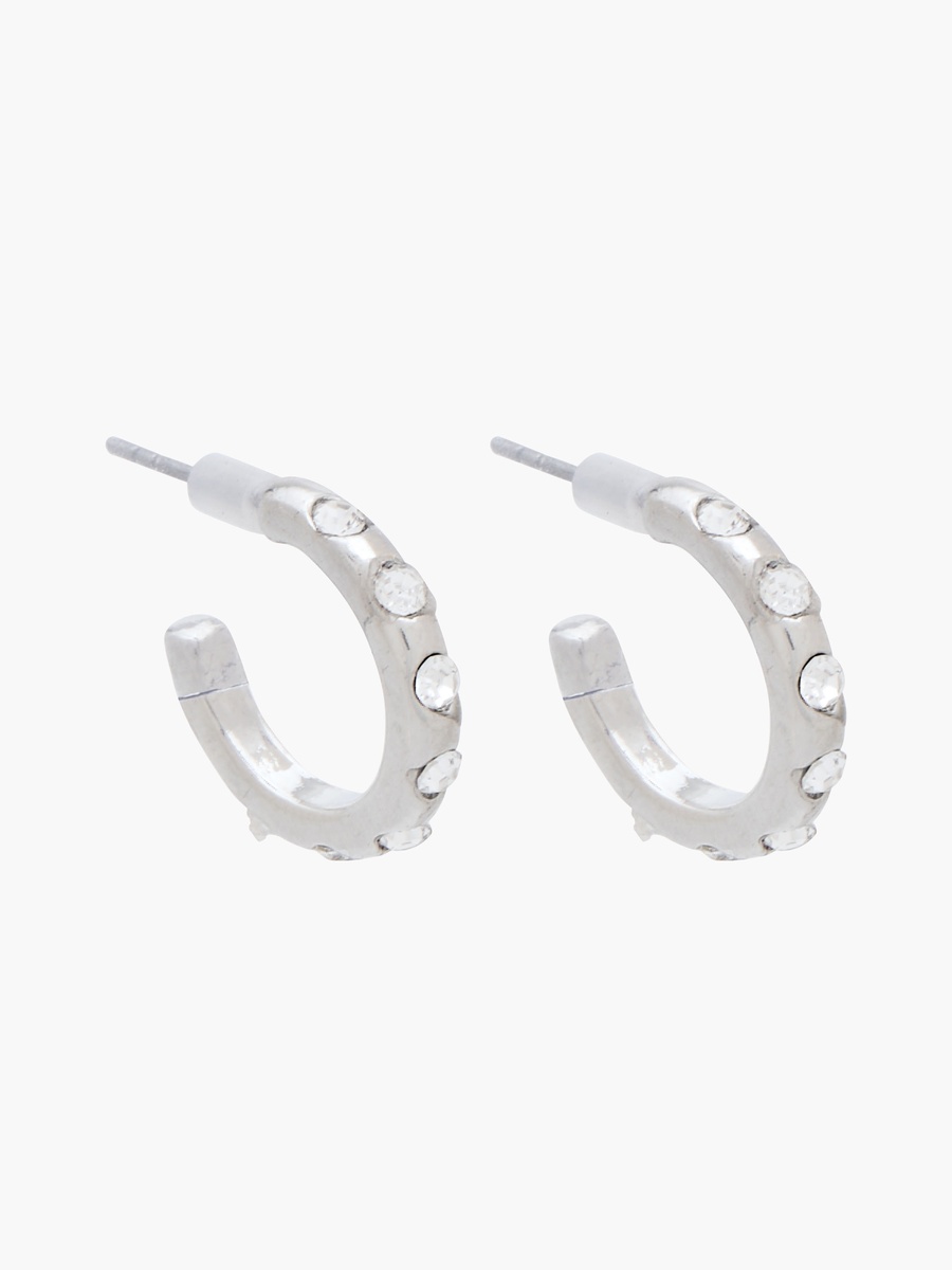 Pack of 2 Silver Tone Stone Embellished Earrings with Pushback Closure