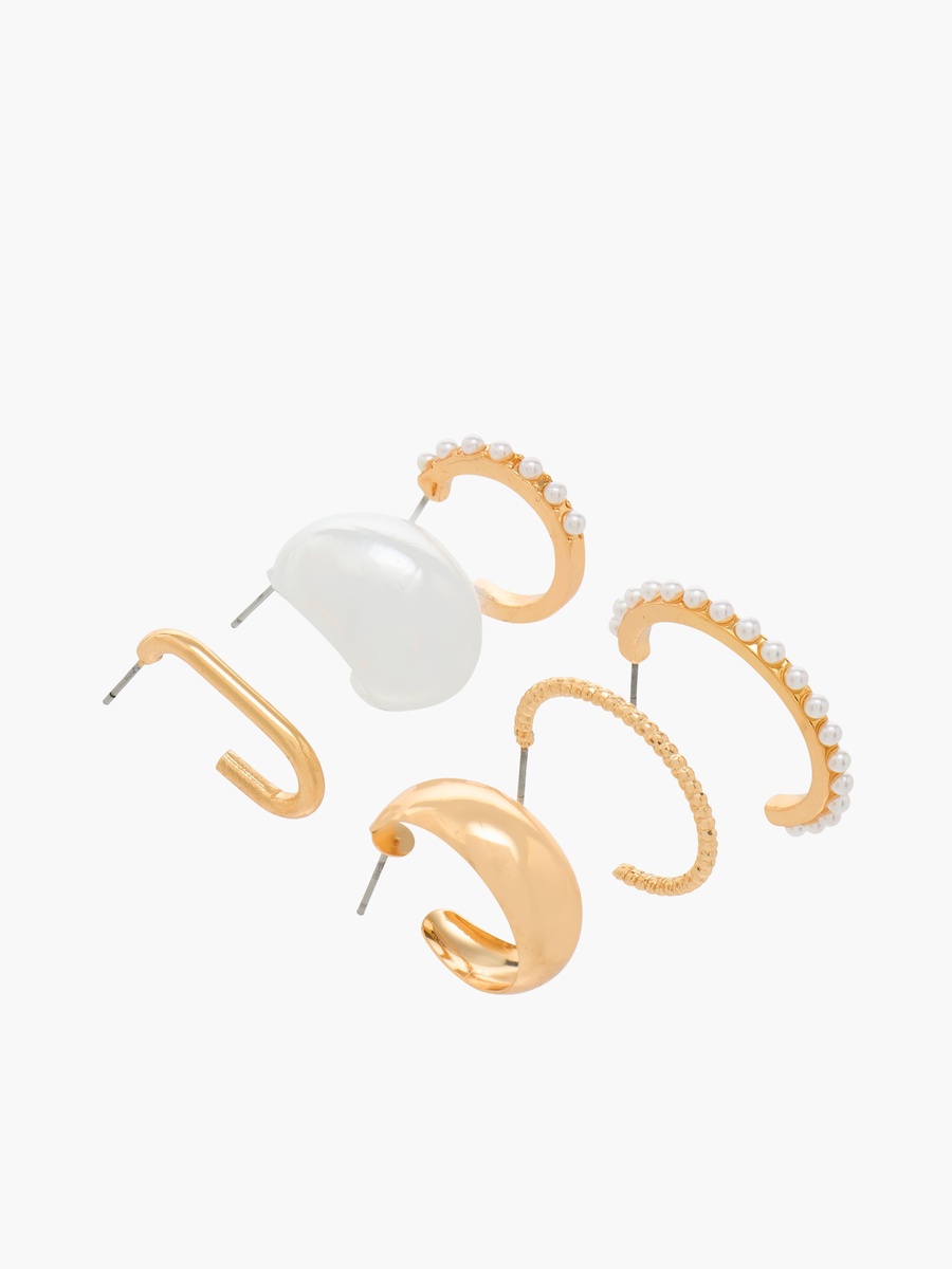Pack of 6 Gold Tone Hoop Earrings with Pushback Closure