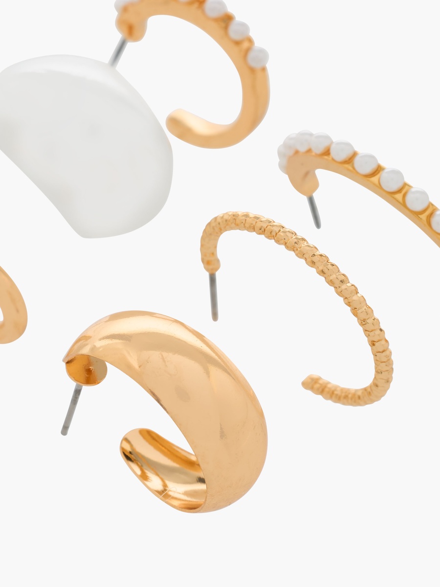 Pack of 6 Gold Tone Hoop Earrings with Pushback Closure