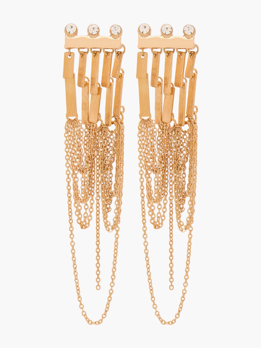Metallic Tassel Earrings with Pushback Closure