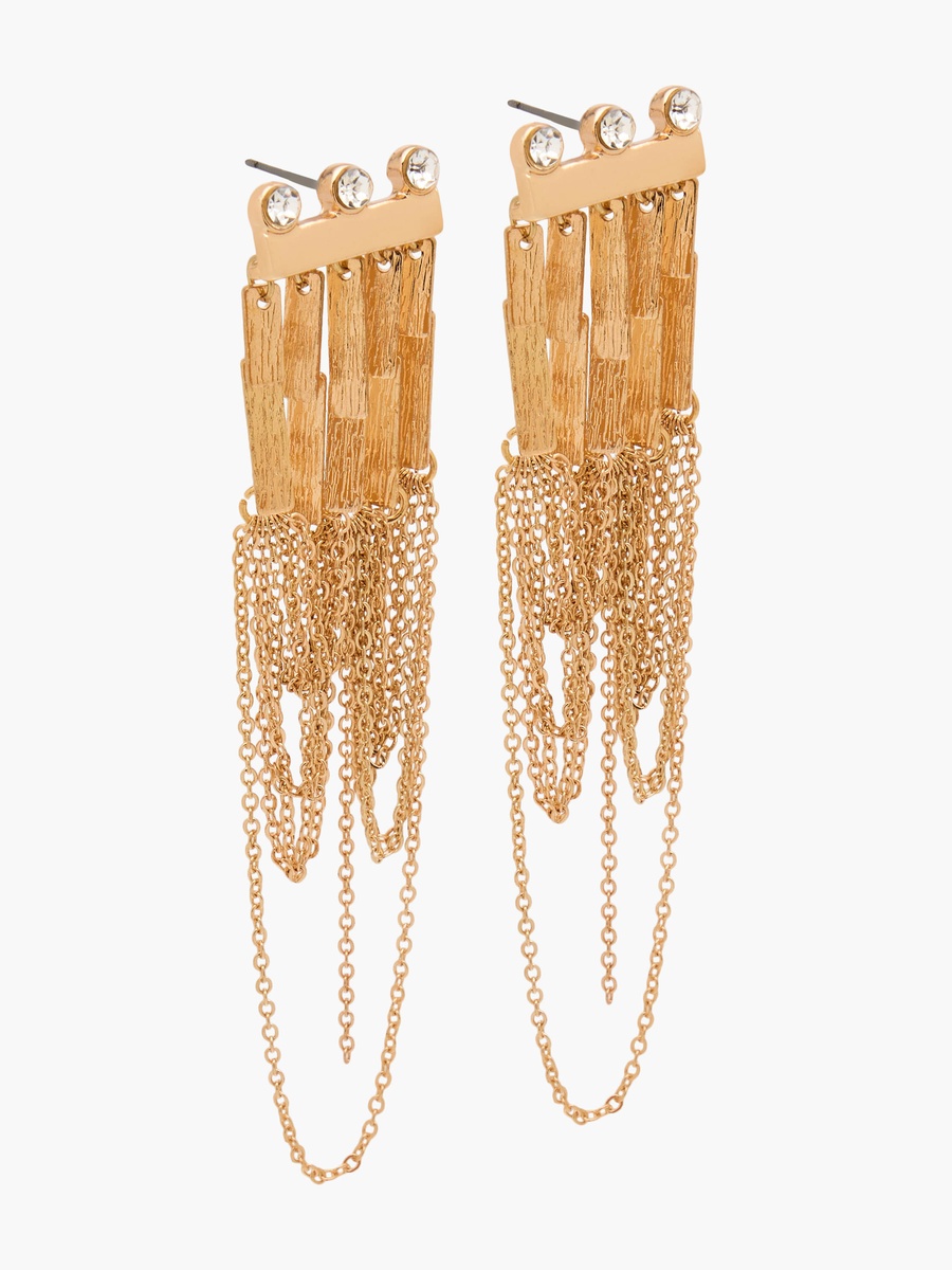 Metallic Tassel Earrings with Pushback Closure