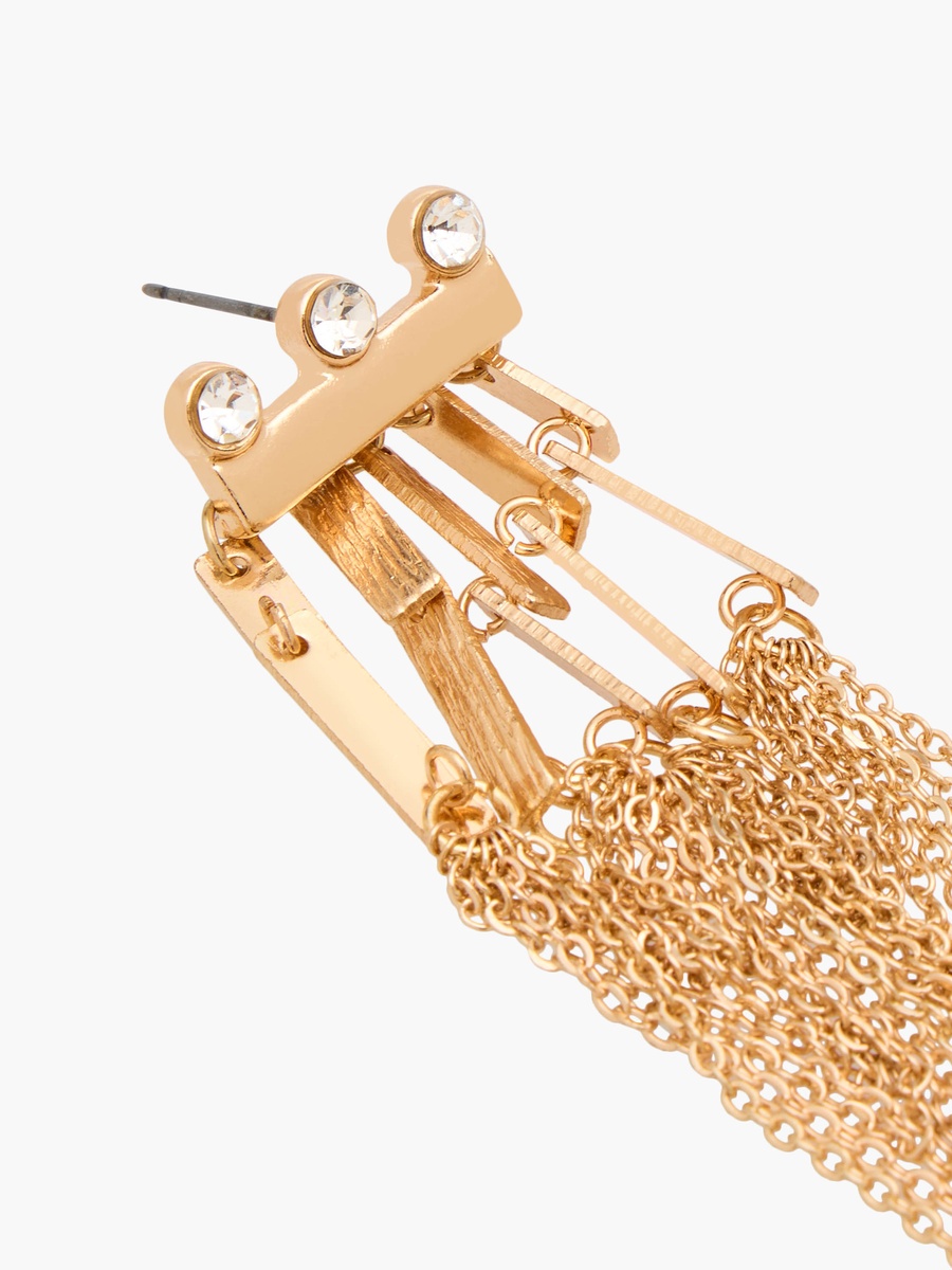 Metallic Tassel Earrings with Pushback Closure