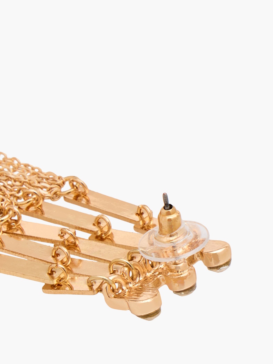 Metallic Tassel Earrings with Pushback Closure
