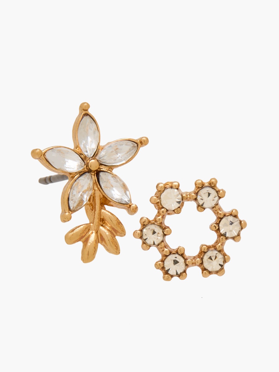 Pack of 9 Gold Tone Embellished Earrings with Pushback Closure