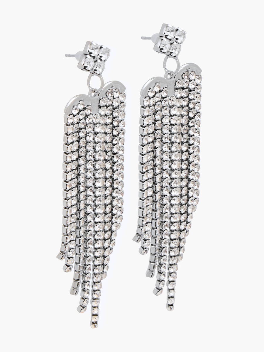 Metallic Embellished Tassel Earrings with Pushback Closure