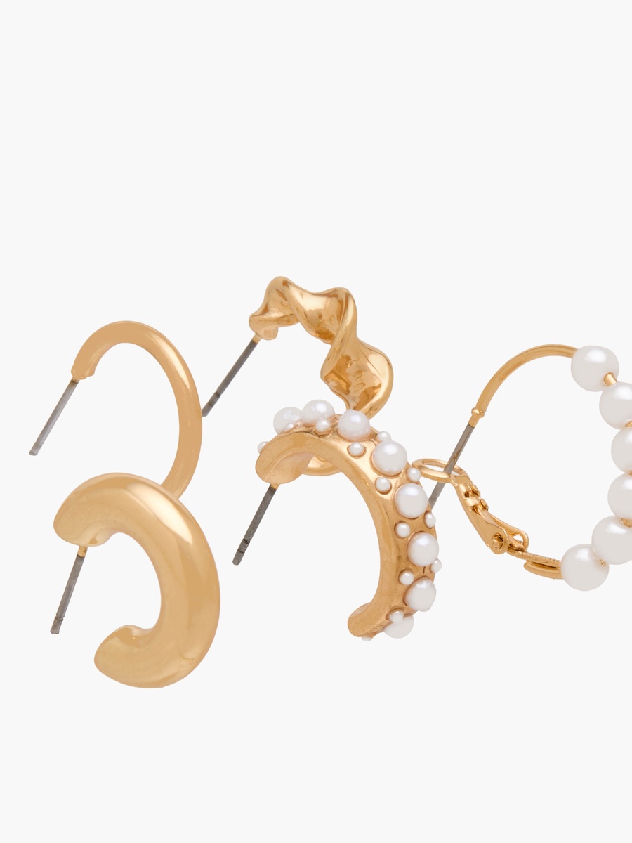 Pack of 6 Gold Tone Assorted Hoop Earrings with Pushback Closure