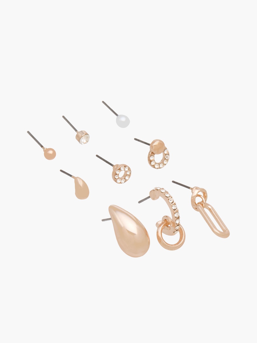 Pack of 9 Gold Tone Assorted Earrings with Pushback Closure