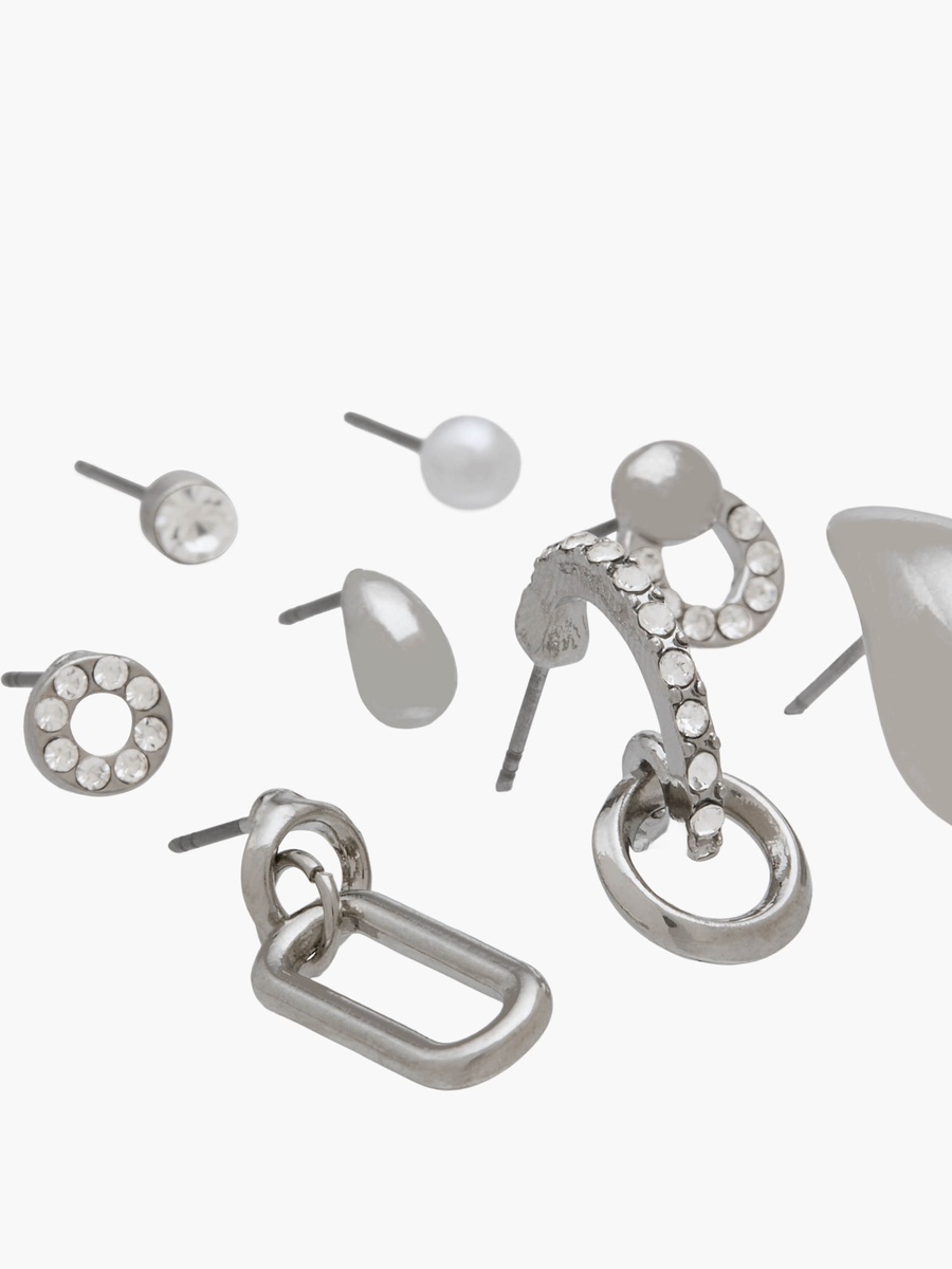 Pack of 9 Metallic Assorted Earrings with Pushback Closure