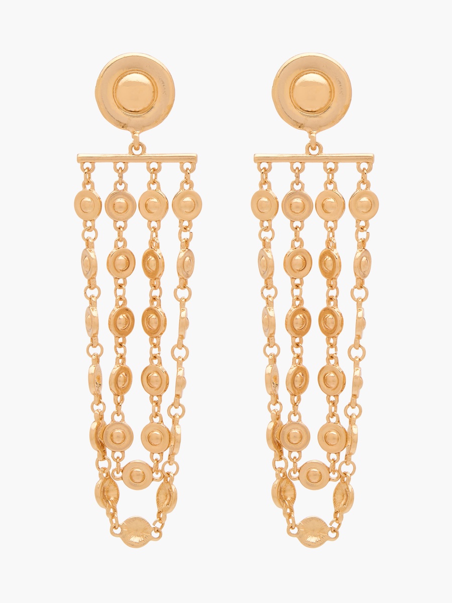 Gold Tone Drop Earrings with Pushback Closure