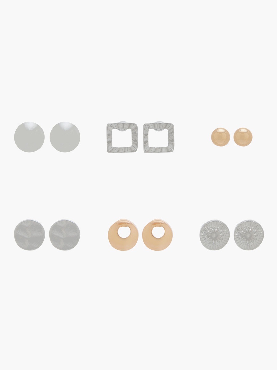 Pack of 6 Stud Earrings with Pushback Closure