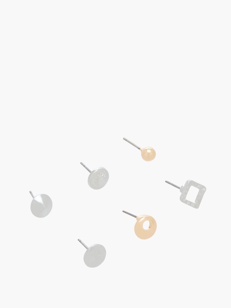 Pack of 6 Stud Earrings with Pushback Closure