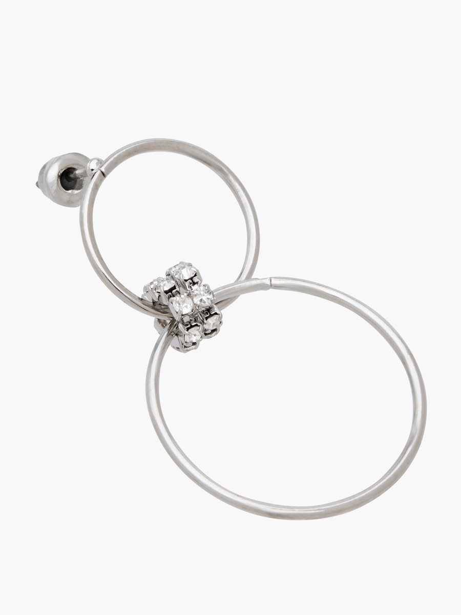 Silver Tone Embellished Hoop Earrings with Pushback Closure