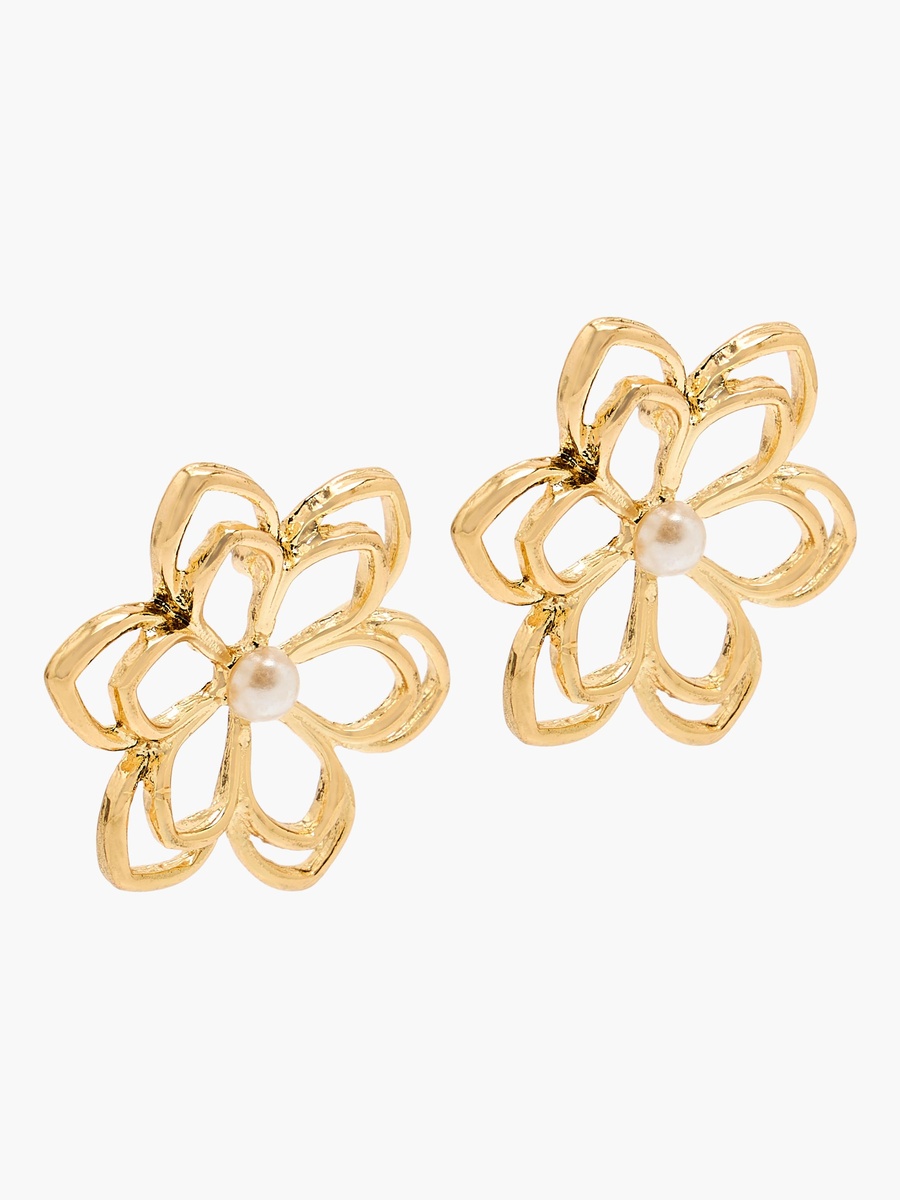Metallic Stud Earrings with Pushback Closure