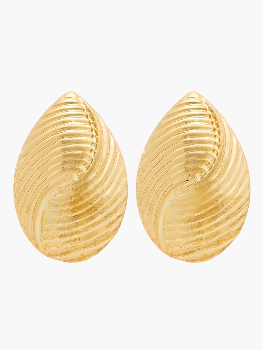 Metallic Textured Stud Earrings with Pushback Closure