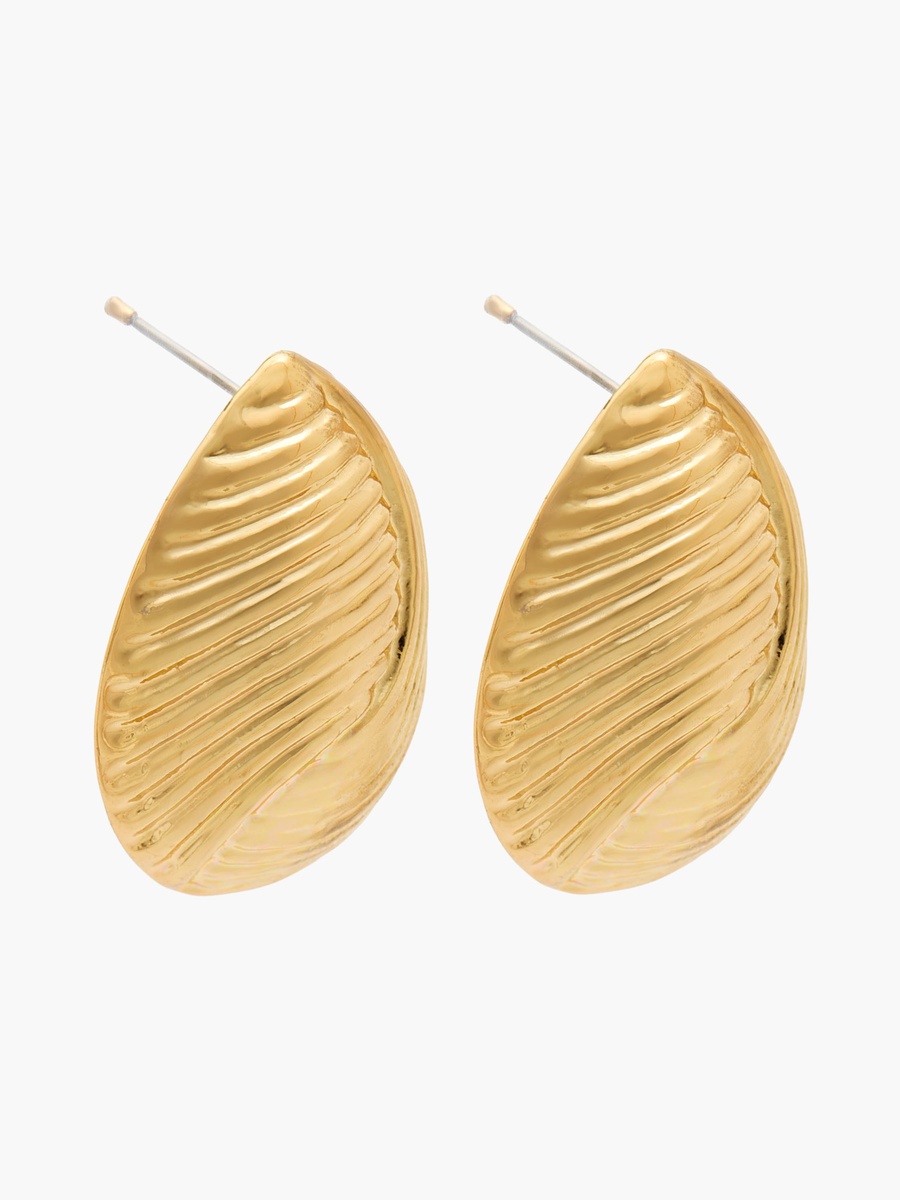 Metallic Textured Stud Earrings with Pushback Closure