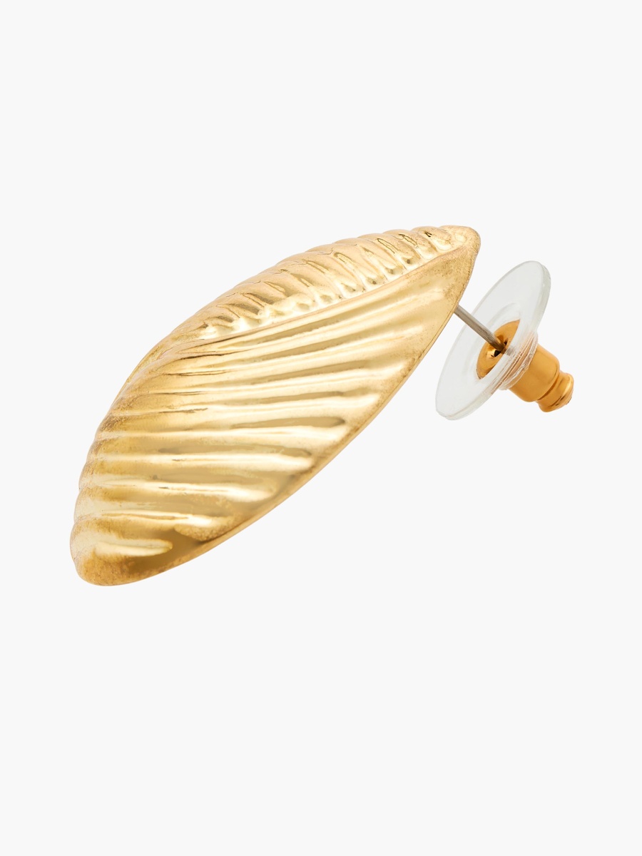 Metallic Textured Stud Earrings with Pushback Closure