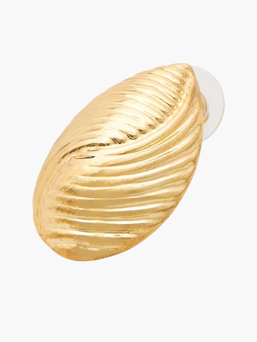 Metallic Textured Stud Earrings with Pushback Closure