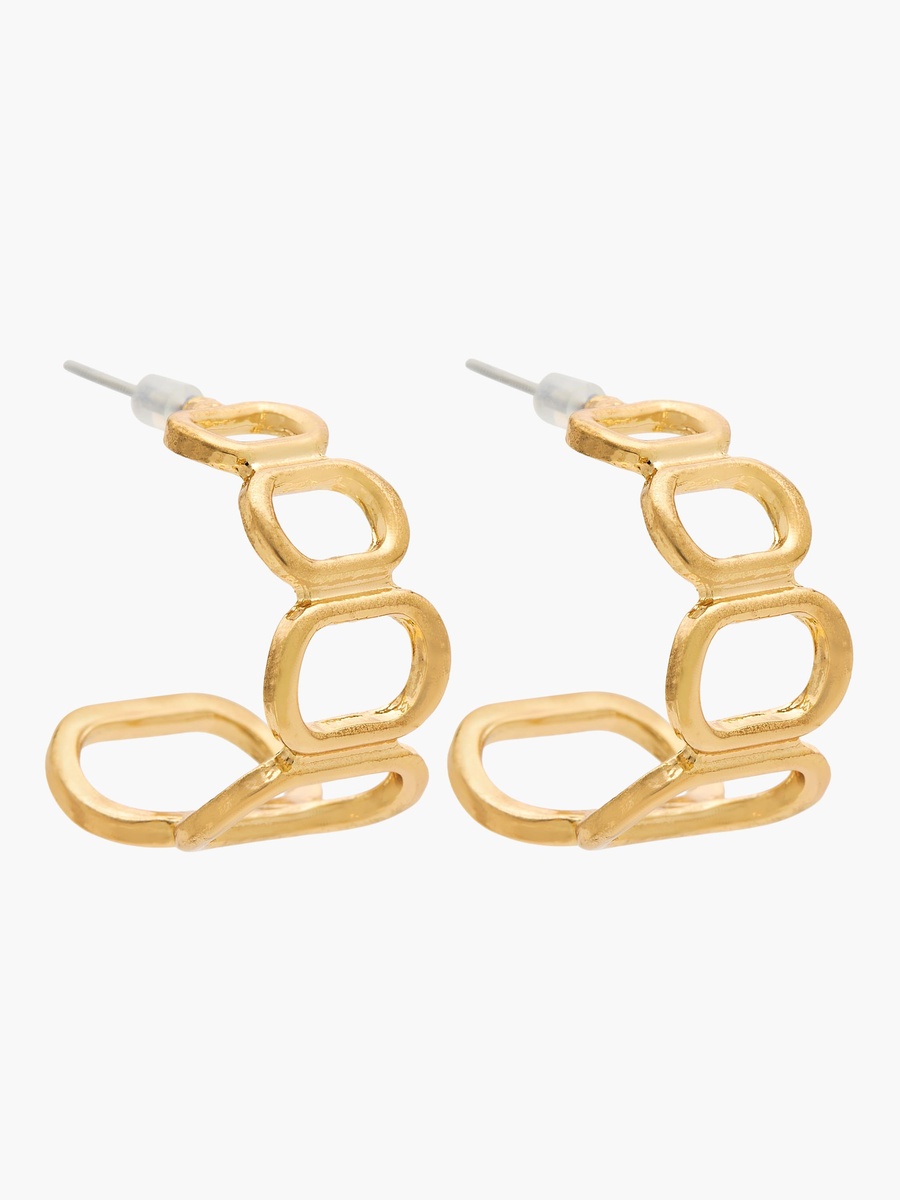 Metallic Cutout Hoop Earrings with Pushback Closure