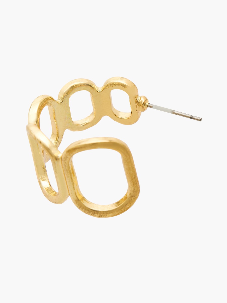 Metallic Cutout Hoop Earrings with Pushback Closure