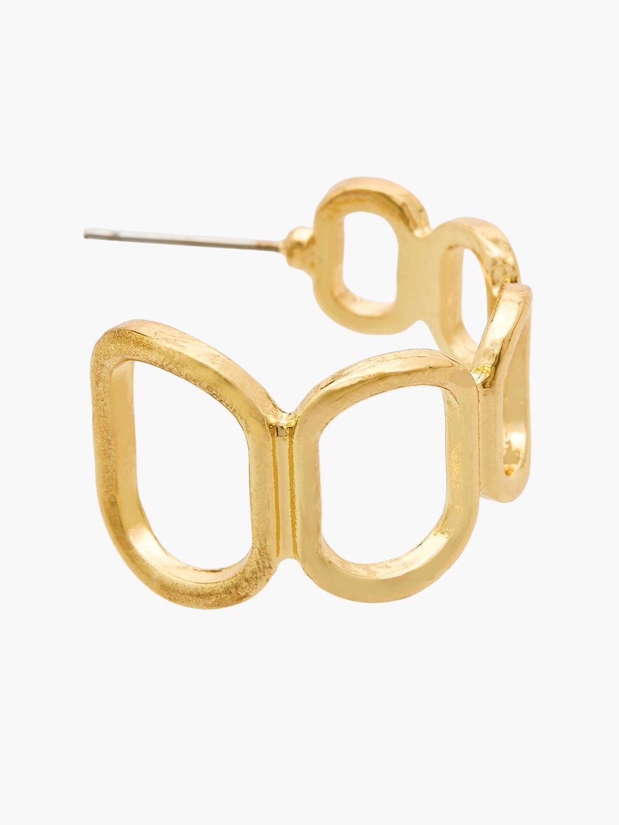 Metallic Cutout Hoop Earrings with Pushback Closure