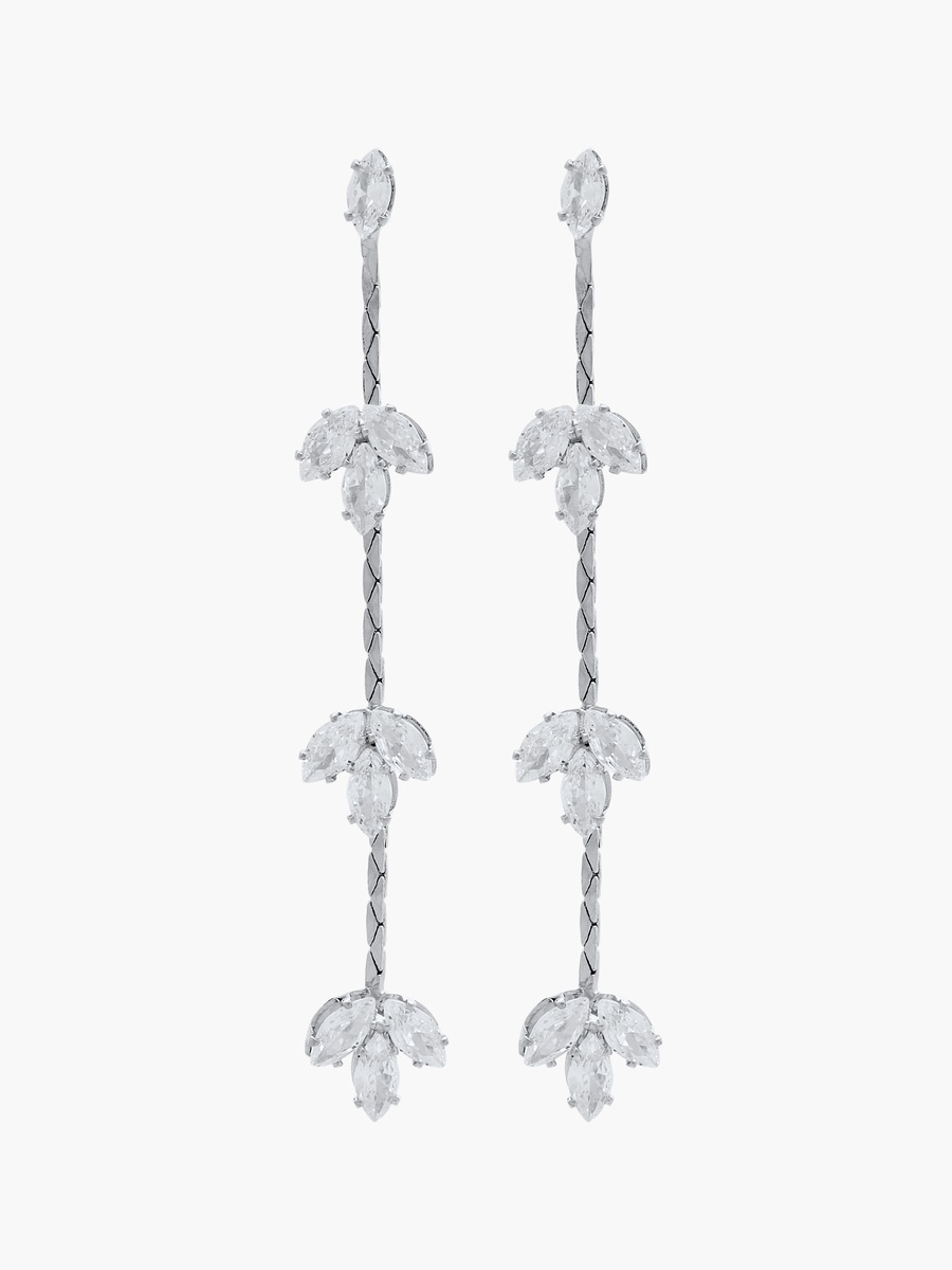 Metallic Cubic Zirconia Embellished Dangler Earrings with Pushback Closure